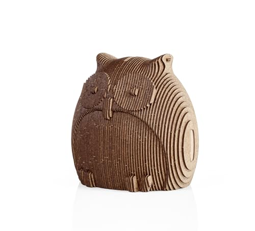 EWA Eco-Wood-Art COINBANK: OWL Einmal zusammengebaut, Wird Dieser 3D-Innenbaukasten zu einem funktionalen Sparschwein mit einem Schlüssel zum Öffnen von EWA Eco-Wood-Art