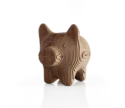 EWA Eco-Wood-Art COINBANK: Pig Einmal zusammengebaut, Wird Dieser 3D-Innenbaukasten zu einem funktionalen Sparschwein mit einem Schlüssel zum Öffnen von EWA Eco-Wood-Art