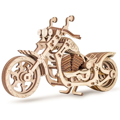 EWA Eco-Wood-Art EWA EcoWoodArt 3D Holzpuzzle für Jugendliche und Erwachsene-Mechanisches Cruiser-Motorradmodell-DIY-Bausatz des Rades, kein Kleber erforderlich, Mittel von EWA Eco-Wood-Art