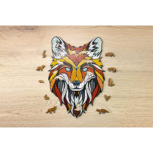 EWA Eco-Wood-Art Fox Puzzle Fuchs-Farbige Holzpuzzle für Jugendliche und Erwachsene-DIY-Bausatz, Selbstmontage, kein Kleber erforderlich-141 Stück, Mehrfarbig von EWA Eco-Wood-Art