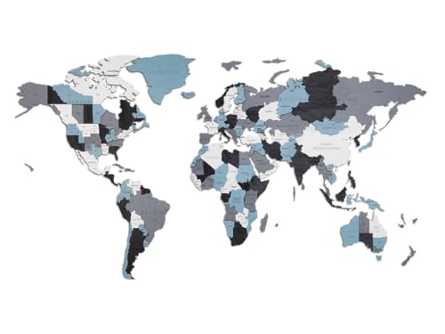 EWA Eco-Wood-Art - Holzpuzzles für Interieur und Design - Weltkarte L Rauchige Träume - Souvenir, Geschenk, Küche, Wohnkultur, Interieur - 127 Stück von EWA Eco-Wood-Art