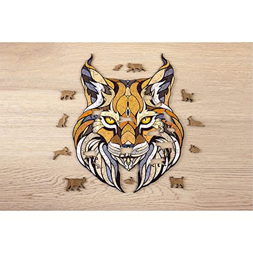 EWA Eco-Wood-Art Lynx Puzzle Luchs-Farbige Holzpuzzle für Jugendliche und Erwachsene-DIY-Bausatz, Selbstmontage, kein Kleber erforderlich-139 Stück, Mehrfarbig von EWA Eco-Wood-Art