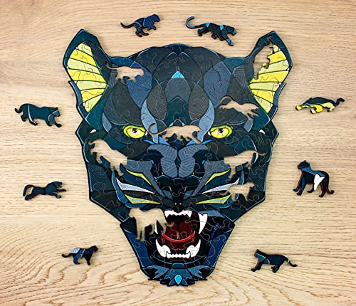 EWA Eco-Wood-Art - Panther S Holzkiste - Farbige Holzpuzzle für Jugendliche und Erwachsene - DIY-Bausatz, Selbstmontage, kein Kleber erforderlich - 80 Stück von EWA Eco-Wood-Art