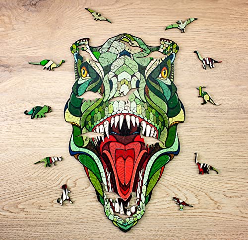 EWA Eco-Wood-Art T-REX L Wooden Box Holzkiste-Farbige Holzpuzzle für Jugendliche und Erwachsene-DIY-Bausatz, Selbstmontage, kein Kleber erforderlich-570 Stück, vielfarbig von EWA Eco-Wood-Art