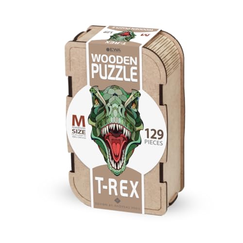 EWA Eco-Wood-Art T-REX M Wooden Box Holzkiste-Farbige Holzpuzzle für Jugendliche und Erwachsene-DIY-Bausatz, Selbstmontage, kein Kleber erforderlich-129 Stück, vielfarbig von EWA Eco-Wood-Art