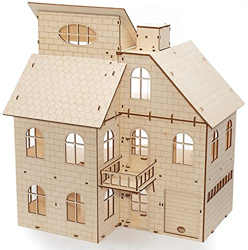 Eco Wood Art Doll House EWA 3D Holzpuzzle für Jugendliche und Erwachsene- Puppenhaus Modell-DIY-Bausatz, Selbstmontage, kein Kleber erforderlich-131 Stück, natürlich von EWA Eco-Wood-Art