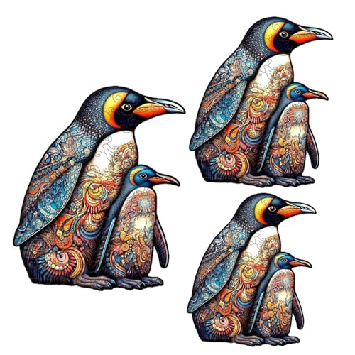 EWFAS Holzpuzzles für Erwachsene | Pinguin-Puzzle für Kinder | Pinguinfamilie Holzpuzzles | Unregelmäßiges Tierpuzzle | Einzigartige Tier-Holzpuzzles für Erwachsene und Familien von EWFAS