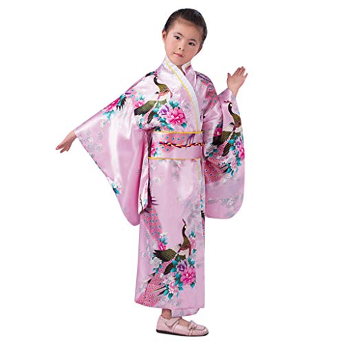 EWFAS Japanischer Kimono für Mädchen - Traditionelles Kimono-Roben-Kostümset für Kinder Traditionell Hochzeitskleidung Party Performance Kleid von EWFAS