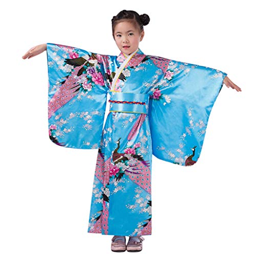 EWFAS Japanischer Kimono für Mädchen - Traditionelles Kimono-Roben-Kostümset für Kinder Traditionell Hochzeitskleidung Party Performance Kleid von EWFAS