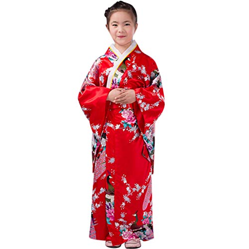 EWFAS Japanischer Kimono für Mädchen - Traditionelles Kimono-Roben-Kostümset für Kinder Traditionell Hochzeitskleidung Party Performance Kleid von EWFAS