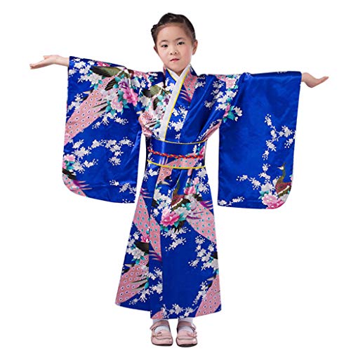 EWFAS Japanischer Kimono für Mädchen - Traditionelles Kimono-Roben-Kostümset für Kinder Traditionell Hochzeitskleidung Party Performance Kleid von EWFAS