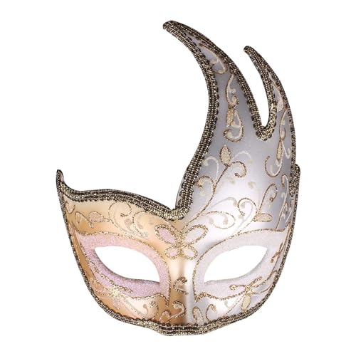 EWFAS Maskerade Maske mit Feder, Frauen Venezianische Maske Halloween Party Cosplay Karneval Maske Karneval Augenmaske für Fasching Spitzenmaske Kostüm Party Maskenball von EWFAS