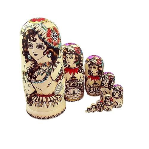 EWTGFJ Nesting Dolls, Russische Nesting Dolls 10 Stück handgefertigte Holzpuppen for Prinzessin Mädchen Kindertag Geburtstagsgeschenk von EWTGFJ