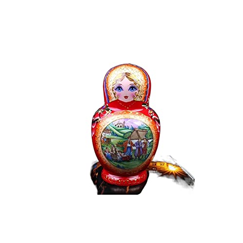 EWTGFJ Nistpuppen, russische Nistpuppen aus Holz, 10-teilig, rote Puppen, Kindergeburtstag, Weihnachten, Souvenir, Geschenk, Dekoration von EWTGFJ
