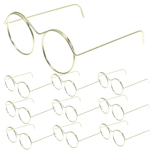 EXAOMBLE Puppenbrillen-Set 10-teilig Mini-metallbrille Zum Basteln Schwarzer Rahmen Für Vintage-Puppen Und Sammler von EXAOMBLE