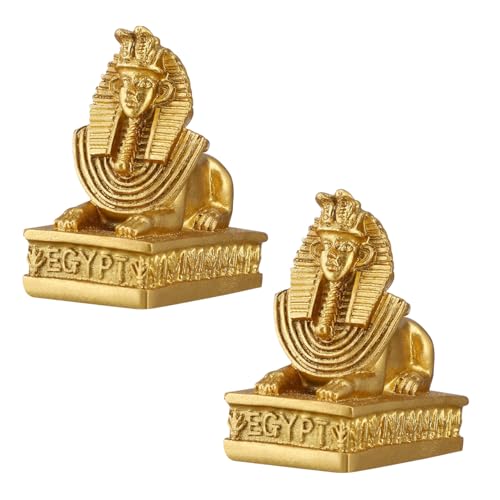 EXAOMBLE 2st Sphinx-Ornament Sphinx-Modell Bausatz Artefakt Schreibtischdekoration Gestuftes Tablettdekor Im Herbst Wichteldekorationen Für Zu Hause Kleine Aquariendekoration Harz Golden von EXAOMBLE