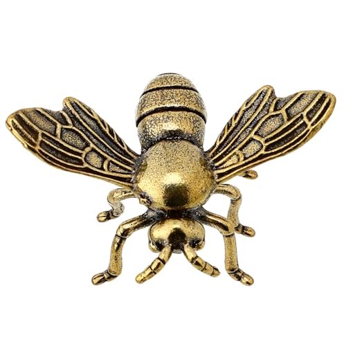 EXAOMBLE Messing Biene Plüsch Solar- klein Miniatur-Insektenkunst für Zuhause Auto inneneinrichtung Indoor Decoration Bee Craft Poster Desktop schmücken Desktop-Ornament Golden von EXAOMBLE