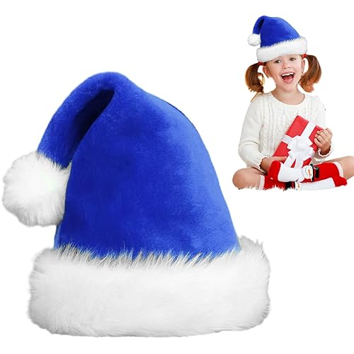 EXBERT Weihnachtsmütze für Erwachsene, klassische farbige Weihnachtsmütze mit Plüschkrempe, warme, bequeme Weihnachtsmütze, festliches Partyzubehör für Kinder und Erwachsene von EXBERT