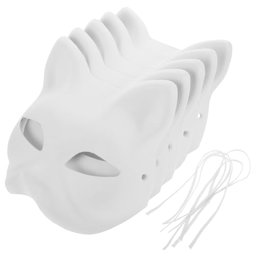 5 StüCk Diy Katzen-Gesichtsmaske, Bemalbar, Zellstoff, Weiß, FüR Halloween, Party, KostüM, Cosplay-ZubehöR 5 StüCk Diy Katzen-Gesichtsmaske, Bemalbar, Zellstoff, Weiß, FüR Halloween, Party, KostüM, Cosplay-ZubehöR von EXCEART