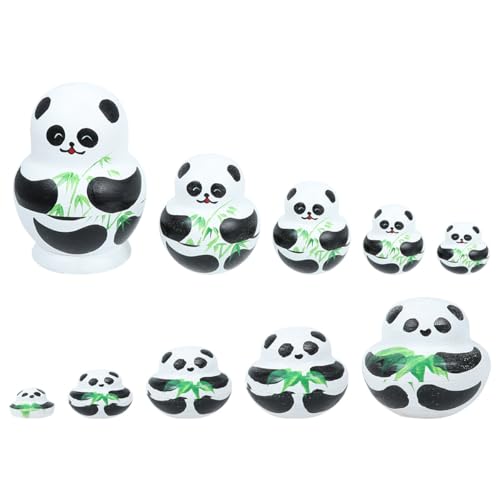 EXCEART 10 Schichten Cartoon Panda Nesting Toys Russische Puppen Holz Handwerk Home Dekoration EXCEART 10 Schichten Cartoon Panda Nesting Toys Russische Puppen Holz Handwerk Home Dekoration von EXCEART
