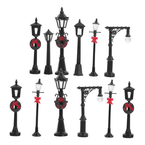 EXCEART 12Pcs Street Light Model Dollhouse Mini Street Lamp Post Miniatur Möbel Street Light Dekoration Mini Hauszubehör Mini Straßenleuchte Szene Simulationslampe Kunststoff von EXCEART