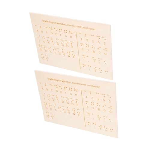 EXCEART 2St Braille-Unterrichtsgeräte Braille-Alphabet Braille Hilfsmittel Blindenschrift Werkzeug Braille Alphabet Lernen Braille-Übungstafel Lehrtafel in Blindenschrift Holz Khaki von EXCEART