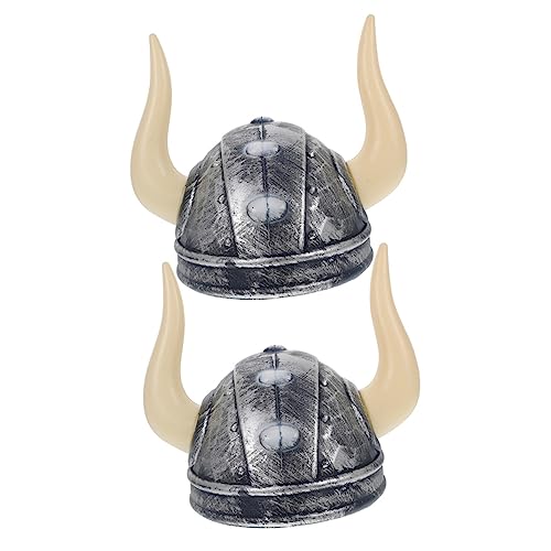 EXCEART 2st Halloween-Wikinger-Helm Wikinger Berserker Helm Stahlhelm Wikinger Krieger Kostüm Hut Wikinger-kriegerhut Hut Mit Hörnern Wikinger Helm Mütze Roma-kostüm Zubehör Plastik Bilden von EXCEART