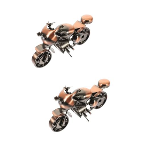 EXCEART 2st Motorradmodell Kinder Spielset Wohnakzente Dekor Motorradskulptur Aus Metall Dekorative Autoverzierung Autoverkleidung Bücherregal-Ornament Junge Reisen Kleines Geschenk von EXCEART