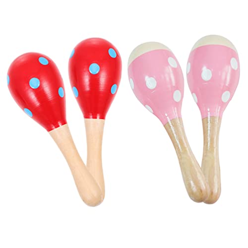 EXCEART 4 Stücke Maracas Holz Maracas Baby Musik Rasseln Holzrassel Baby Montessori Baby Rasseln Spielzeug Handgelenk Musikspielzeug Pädagogisches Spielzeug für Babys und Kleinkinder von EXCEART