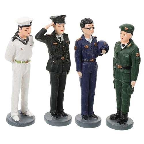 EXCEART 4-teiliges Set Sandtischfiguren Miniatur Menschen Soldaten Bausatz Bausätze Scheibengardinen Mini-Soldat-Dekoration Zugfiguren Leute Mini-Soldat-spielset- Harz von EXCEART