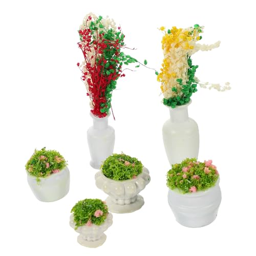 EXCEART 6st Mini-pflanzvase Mini-pflanzendekor Kleine Gartendekorationen Im Freien Mini-kunstpflanzen Künstliche Pflanzen Für Puppenhäuser Miniaturpflanzen Mini-landschaftsdekor Plastik von EXCEART