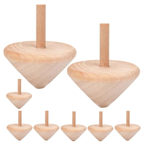 EXCEART Holzkreisel Für Kinder 8 Holzkreisel Spielzeug Holzkreisel Kunsthandwerk DIY Zeichnung Kreiselspielzeug Leeres Holzkreiselmodell Holzkreisel Malerei Beige von EXCEART