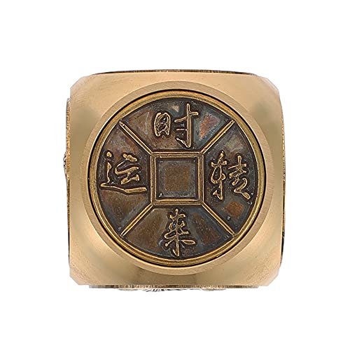 EXCEART Vintage-Ornamente Spielzeug Antike Messing Feng Shui Würfel Metall Finger Top Spinner Cube Angst Rotierenden Spielzeug Glück Reichtum Ornament für Kinder Erwachsene Wohnkultur von EXCEART