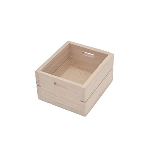 Exceart Mini Puppenhaus Holzkorb Kleine Holzkiste Tablett Fee Garten Pflanze Box Miniatur Lagerung Holzkiste Dekorative 1:12 Holzkorb Veranstalter für Mini Gemüse Obst Flaschen von EXCEART