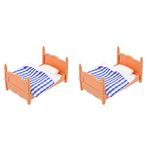 Miniatur-Puppenhaus, Puppenhaus, Einzelbett, Puppenhaus, Queensize-Bett, Miniatur-Schlafzimmer-Set, Bettmöbel: schön, 2 Stück von EXCEART