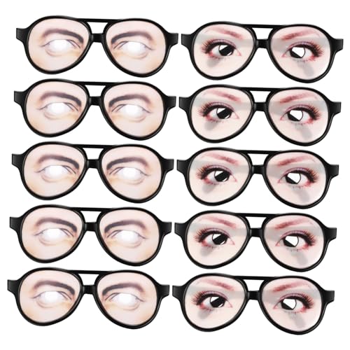 EXHUMKY 10St lustige Brille faschingsbrille Festivalbrille Kostümbrille scherzgeschenk karnevalsbrille Brillenreiniger herz brille Gläser Trick-Requisiten Cosplay-Brillengestelle Plastik von EXHUMKY