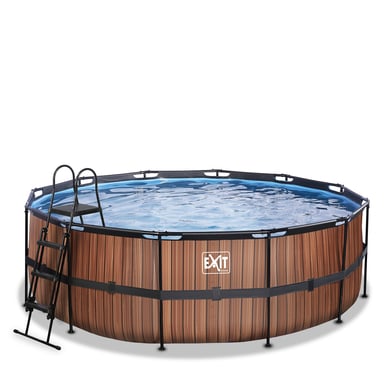 EXIT Frame Pool ø427x122cm (12v Sandfilter) – Holz optik von EXIT TOYS