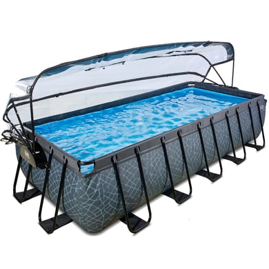 EXIT Pool Stone 540x250cm mit Abdeckung und Sandfilterpumpe, grau von EXIT TOYS