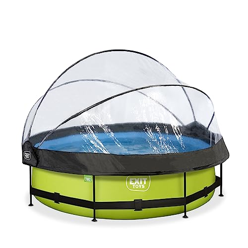 EXIT TOYS Lime Pool mit Multifunktionale Abdeckung - ø300x76cm - Runder Rahmenpool mit Kartuschenfilterpumpe - Leicht Zugänglich - Starker Rahmen - Für Sauberes und Warmes Poolwasser - Grün von EXIT TOYS