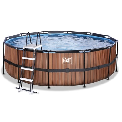 EXIT Wood Pool ø450x122cm mit Sandfilterpumpe, braun von EXIT TOYS