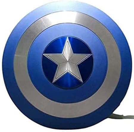 Captain America Schild, silberfarbenes und blaues Metall mit Lederband, amerikanischer Schild, The Winter Soldier Stealth Shield für Cosplay und Rollenspiele, Schild Avengers Authentic American Shiel von EXNOT