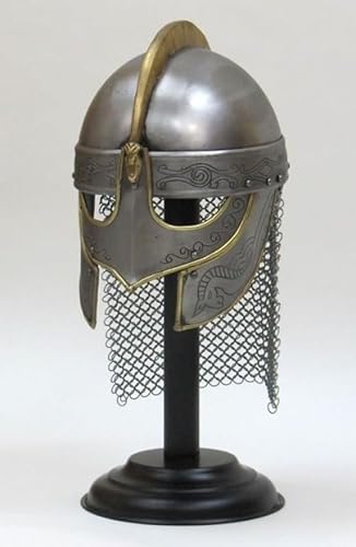 EXNOT Voll tragbarer Wikingerhelm mit Radierung und Kettenhemd mit Holzständer von EXNOT