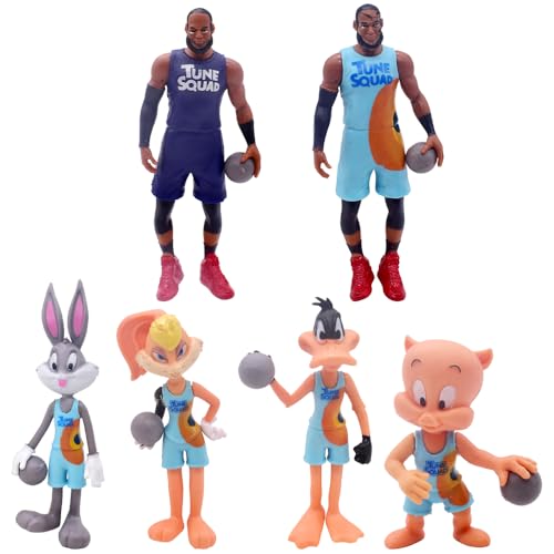 EXOSSBA Basketball Kuchen Topper Set, 6 pcs Mini Anime Action Figur Mini-Puppen Kuchendeckel, Basketball-SzeneThemen geburtstag Partydekoratione von EXOSSBA