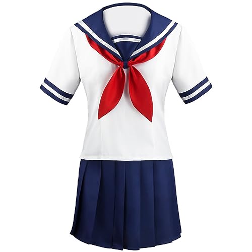 EXOTUF Anime Cosplay Kostüm Ayano Aishi Schuluniform Set Faltenrock Matrosenanzug,Set-L von EXOTUF