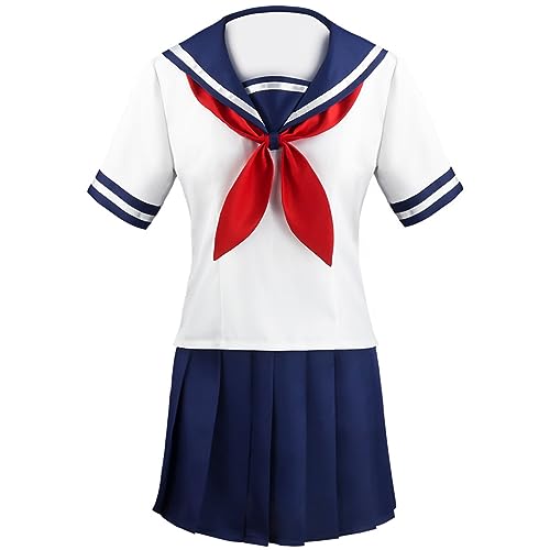 EXOTUF Anime Cosplay Kostüm Ayano Aishi Schuluniform Set Faltenrock Matrosenanzug,Set-XL EXOTUF Anime Cosplay Kostüm Ayano Aishi Schuluniform Set Faltenrock Matrosenanzug,Set-XL von EXOTUF