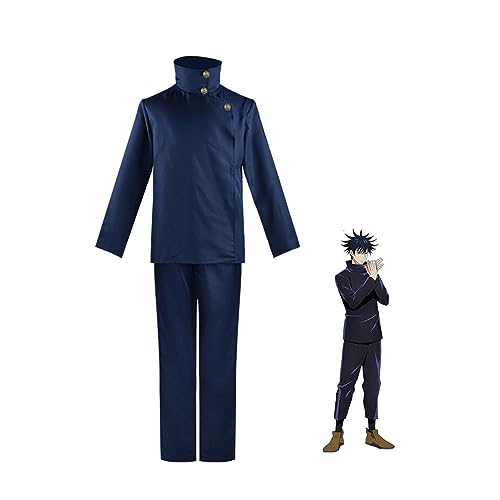 EXOTUF Anime Fushiguro Megumi Schuluniform Cosplay Kostüm Blau Schwarz Anzug Halloween Blau S von EXOTUF