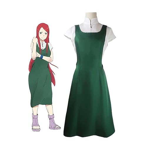 EXOTUF Anime Uzumaki Kushina Cosplay Kostüm Tägliches Grünes Kleid Set Frau Mädchen Halloween Party,Set-M von EXOTUF