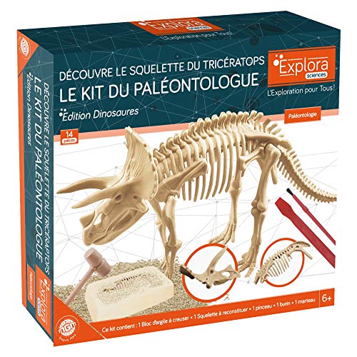 EXPLORA - Triceratops - Paläontologen-Set - 039399 - Ausgrabungs-Gips - Dinosaurier - Entdeckungs-Set - Kinderspiel - Wissenschaftlich - Bildend - Abenteuer - Spaß - Spielzeug - Ab 6 Jahren von EXPLORA SCIENCES