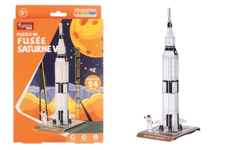 EXPLORA - Saturn V Rakete - 3D Puzzles - 540012-24 Teile - Level 2 - Ohne Kleber oder Schere - Bildung - Bauspiel - Geschenk für Kinder - Modell - Ab 5 Jahren von EXPLORA SCIENCES