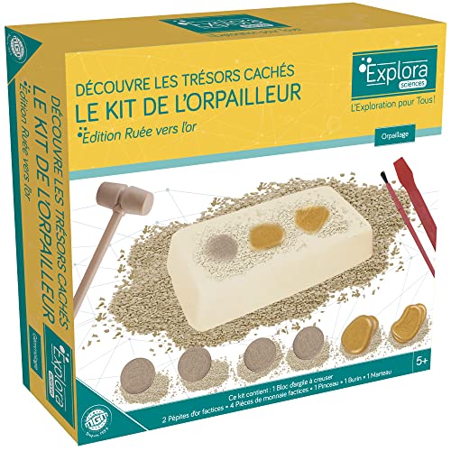 EXPLORA - Gold Nuggets - Gold Panning Kit - 039393 - Digging Plaster - Discovery Kit - Children's Game - Scientific - Educational - Adventure - Playful - Toy - Unearth - from 5 Years Old von EXPLORA SCIENCES